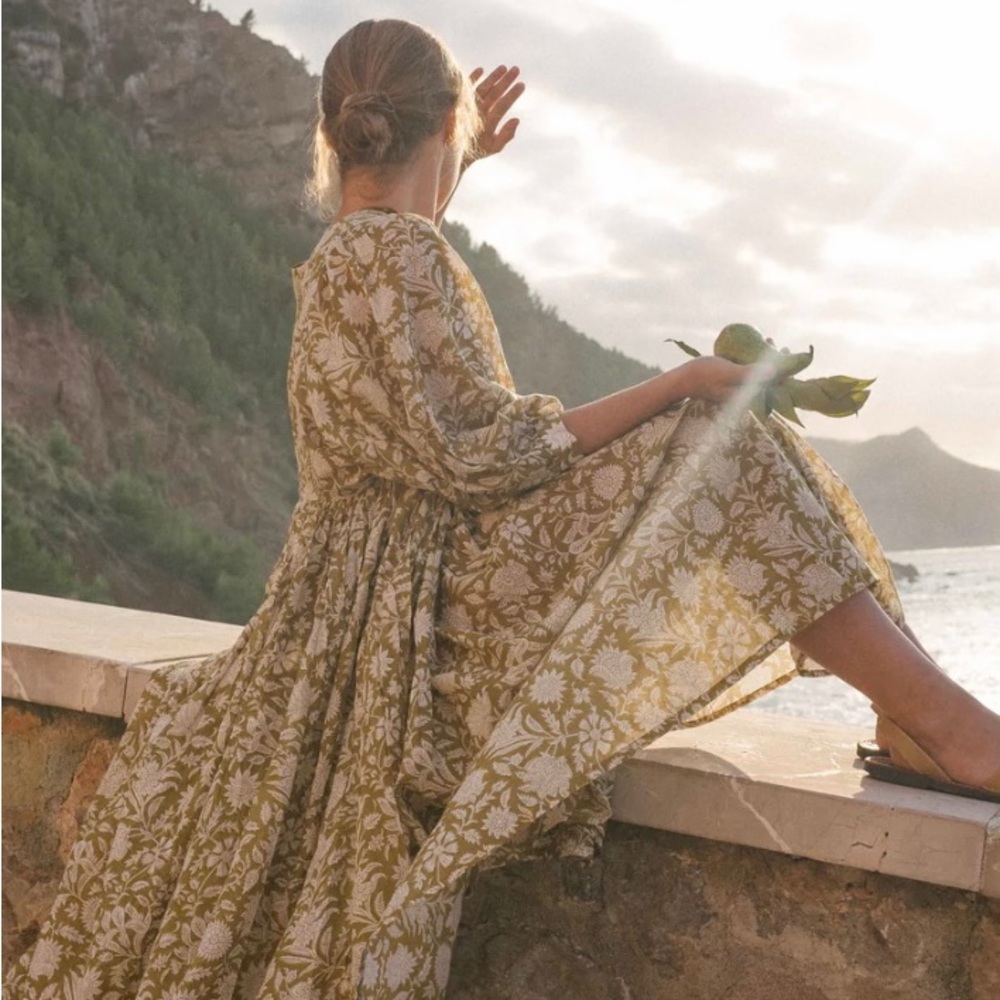 Daughters of India Kyra Midi Dress in golden palm